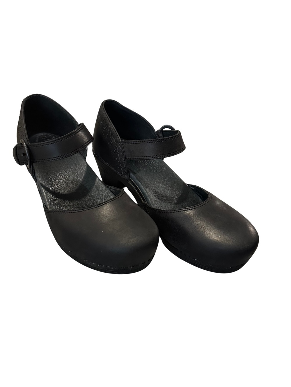 Dansko Makenna Black Leather Mary Jane Studded Heel Clogs Size 42 Comfort - Picture 3 of 16